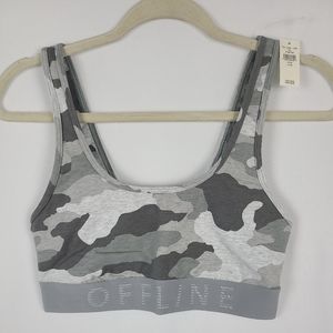 NEW OFFLINE by Aerie Grey Camo Women Brown Sports Bra Sz m.